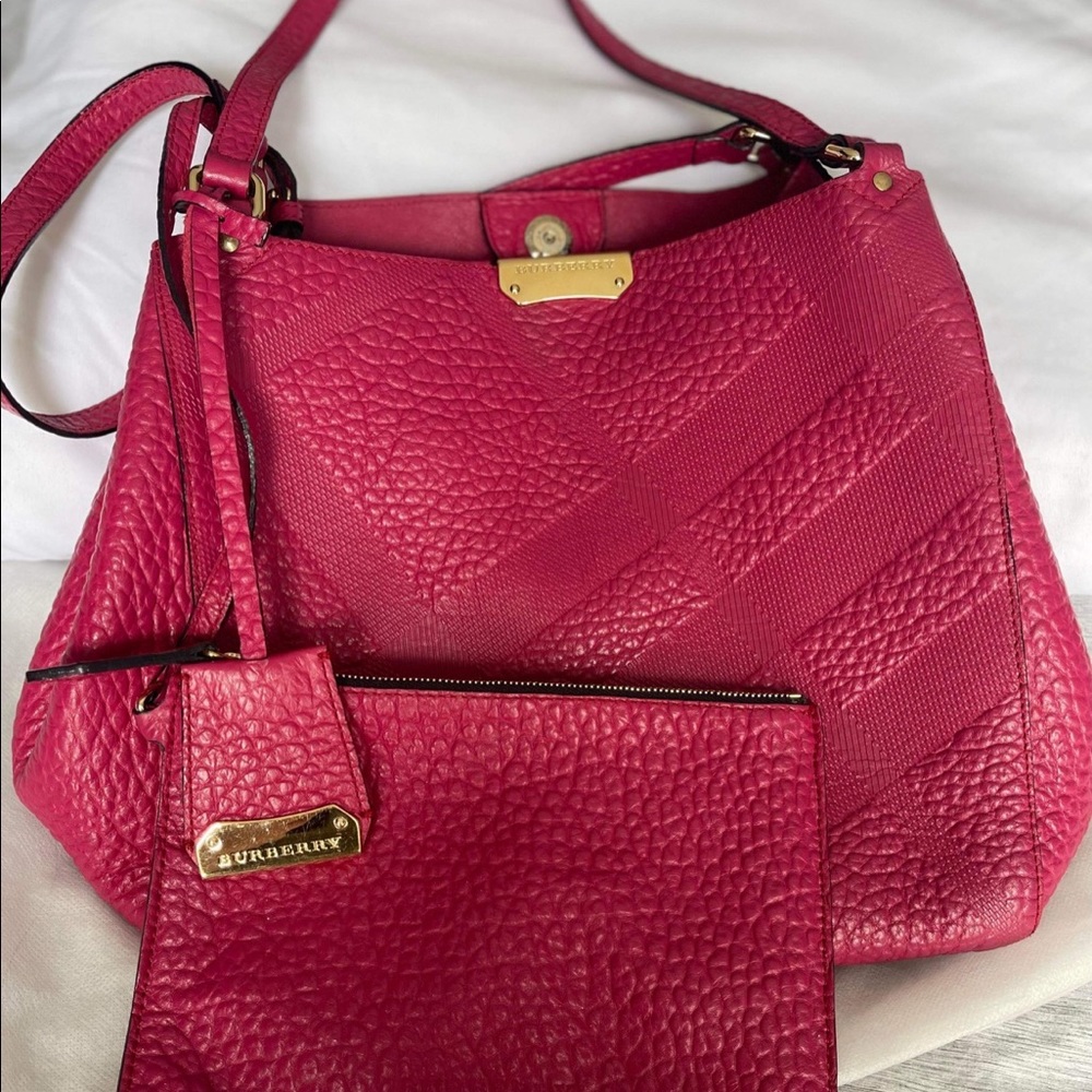 Burberry pink leather bucket bag